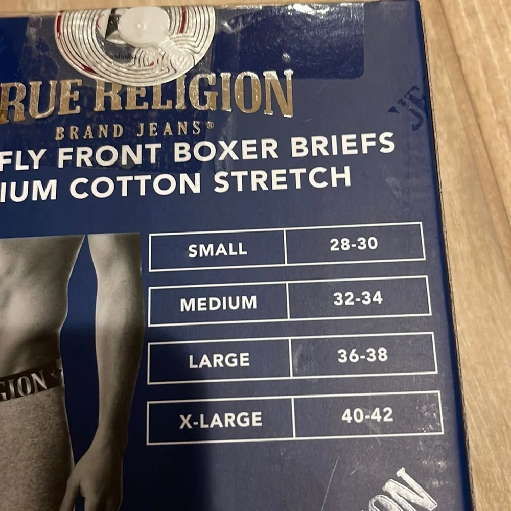 True Religion 346 Fly Front Cotton Boxer Briefs LARGE
